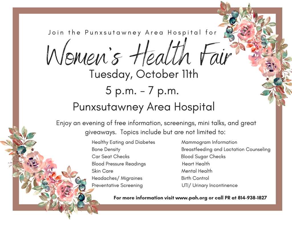 Women's Health Fair Punxsutawney Area Hospital